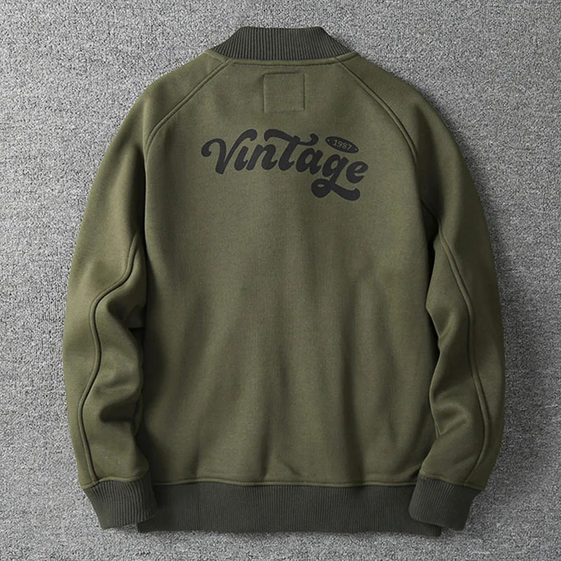 Mens Tooling Jacket Vintage Plus Velvet Thiceken Cotton Coat Loose Baseball Collar Coat Top Male 241216