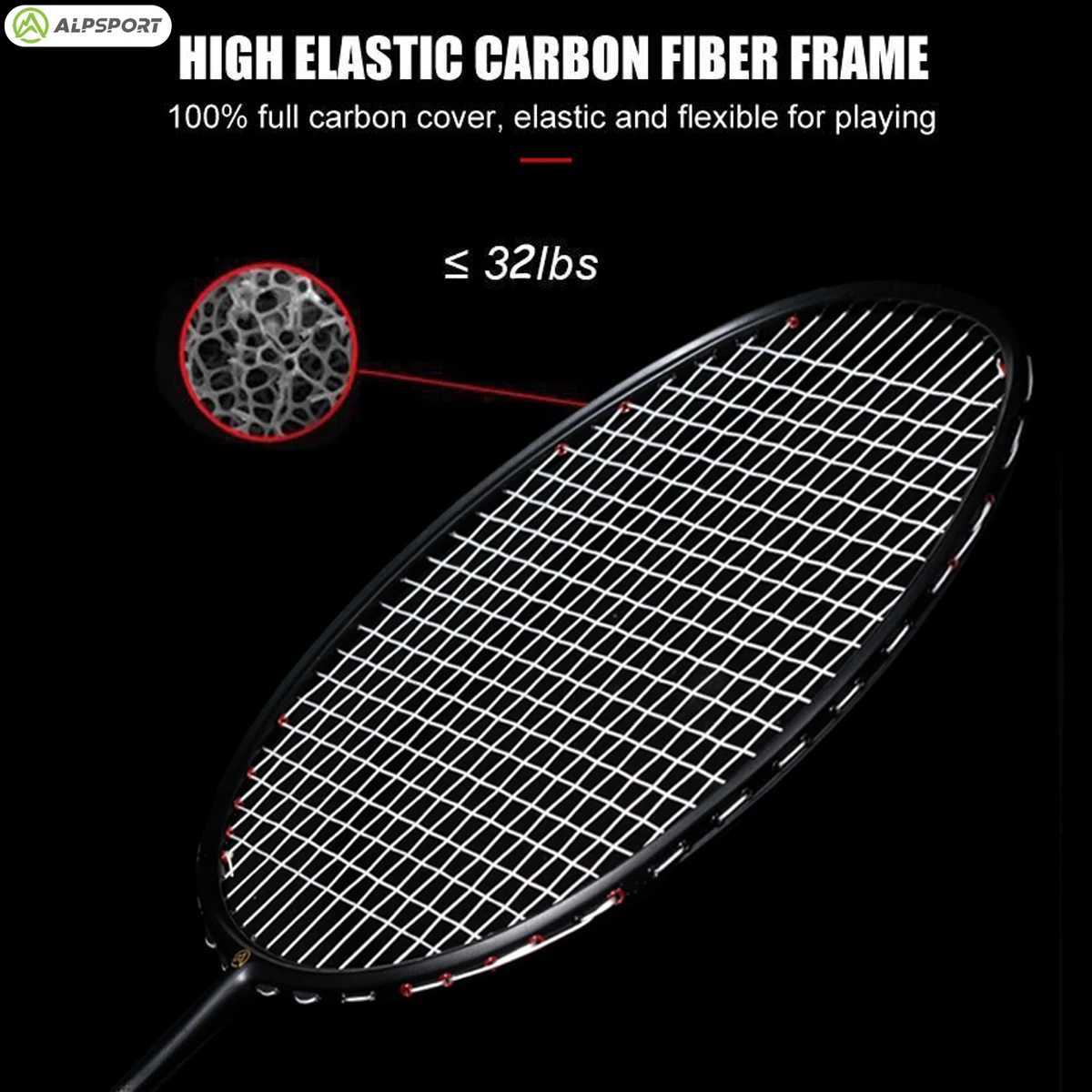 ALP XHP 2PCS 00% carbon fiber elastic 6U 72g 30Lbs Strung Racquet offensive and defensive professional racket with string bagW241221
