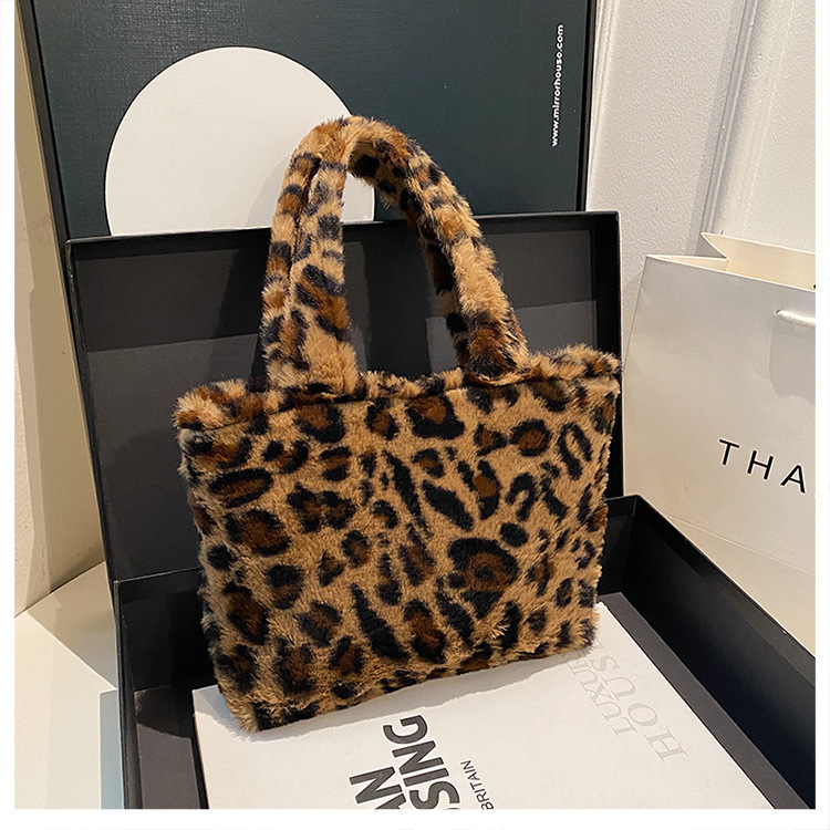new plush leopard print cute cat girl designer commuting handbag trend cute women s shoulder bag bag