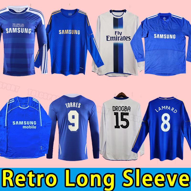 Chelsae Long seeve CFC Retro Soccer Jersey Lampard Torres Drogba 2011 2012 Football Shirts Camiseta WISE 2012 11 12 2005 2006 2007 COLE ZOLA Vialli HUGHES Drogba 06 08