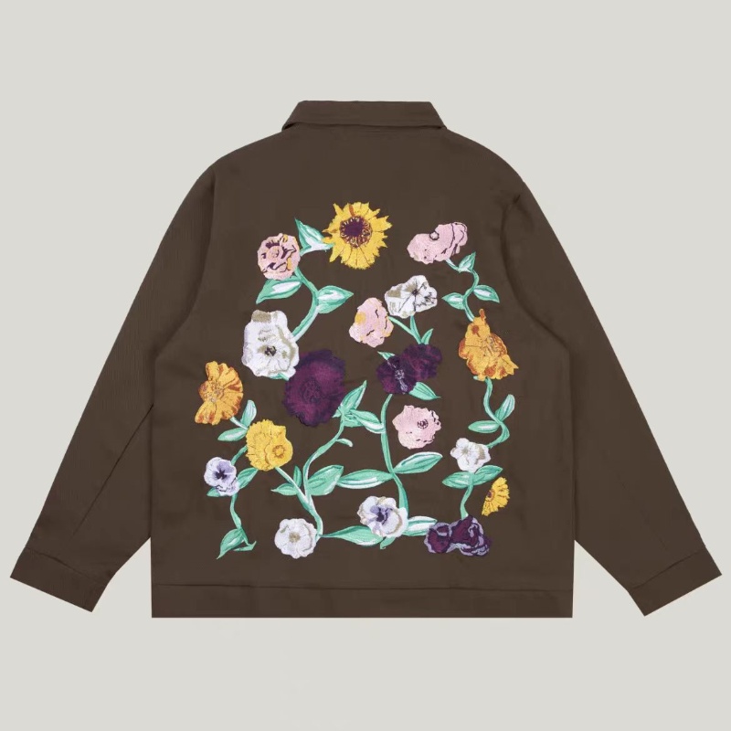 2024 New High-end TS Era Tour Piano Flower Embroidery Men's and Women's Taylor Jacket Cotton Brown Cardigan Men's Coat
