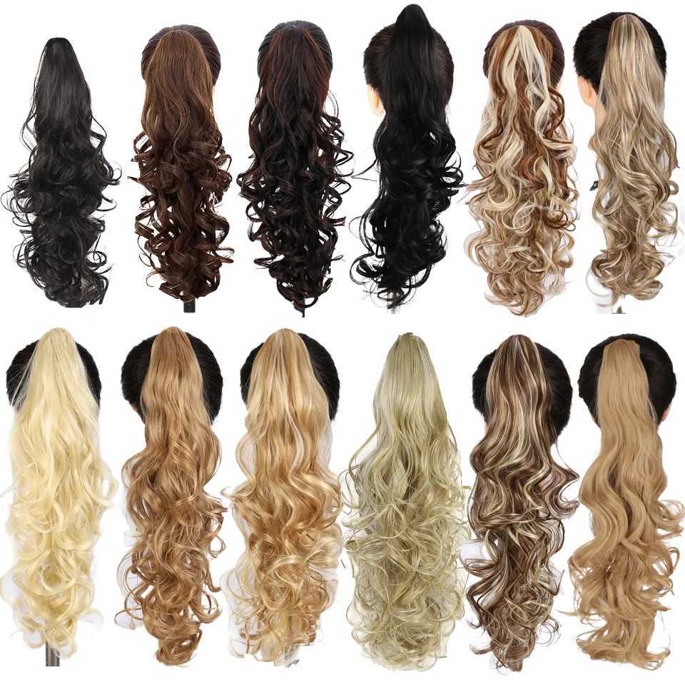 Short Wavy Synthetic Ponytail for Women Black Grey Ombre Claw Clip in Ponytail Hair Extensions Daily Use Party Fake HairpiecesXJ241221
