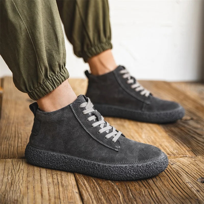 Mens high top casual shoes breathable er shoes suede leather shoes business office shoes mens driving mocha casino plush 241213