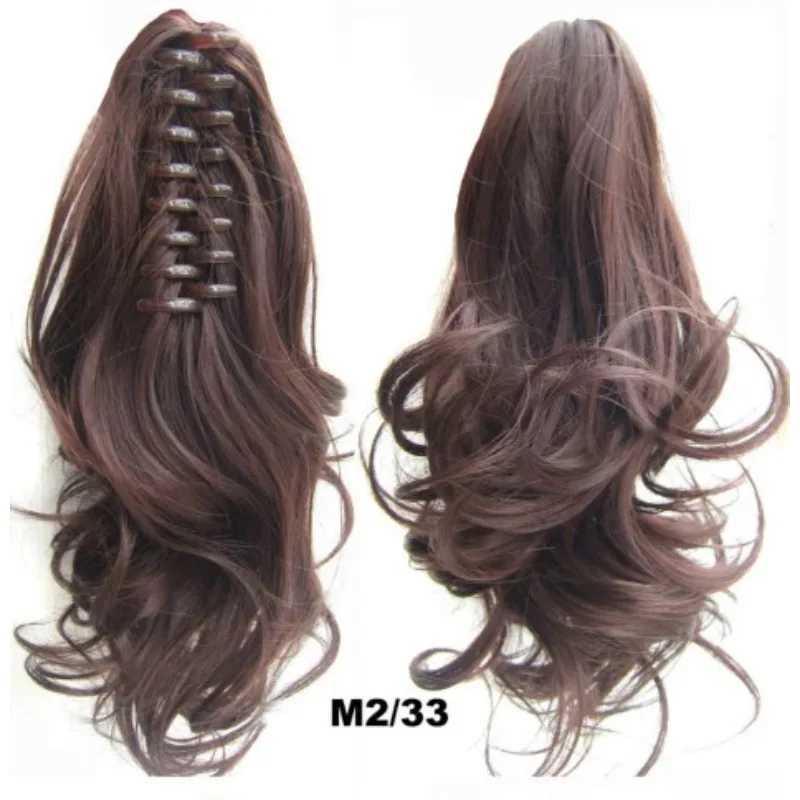 Synthetic Heat Resistant Hair Wavy Claw Clip in Ponytail Hair Extensions 90g 35cmXJ241221