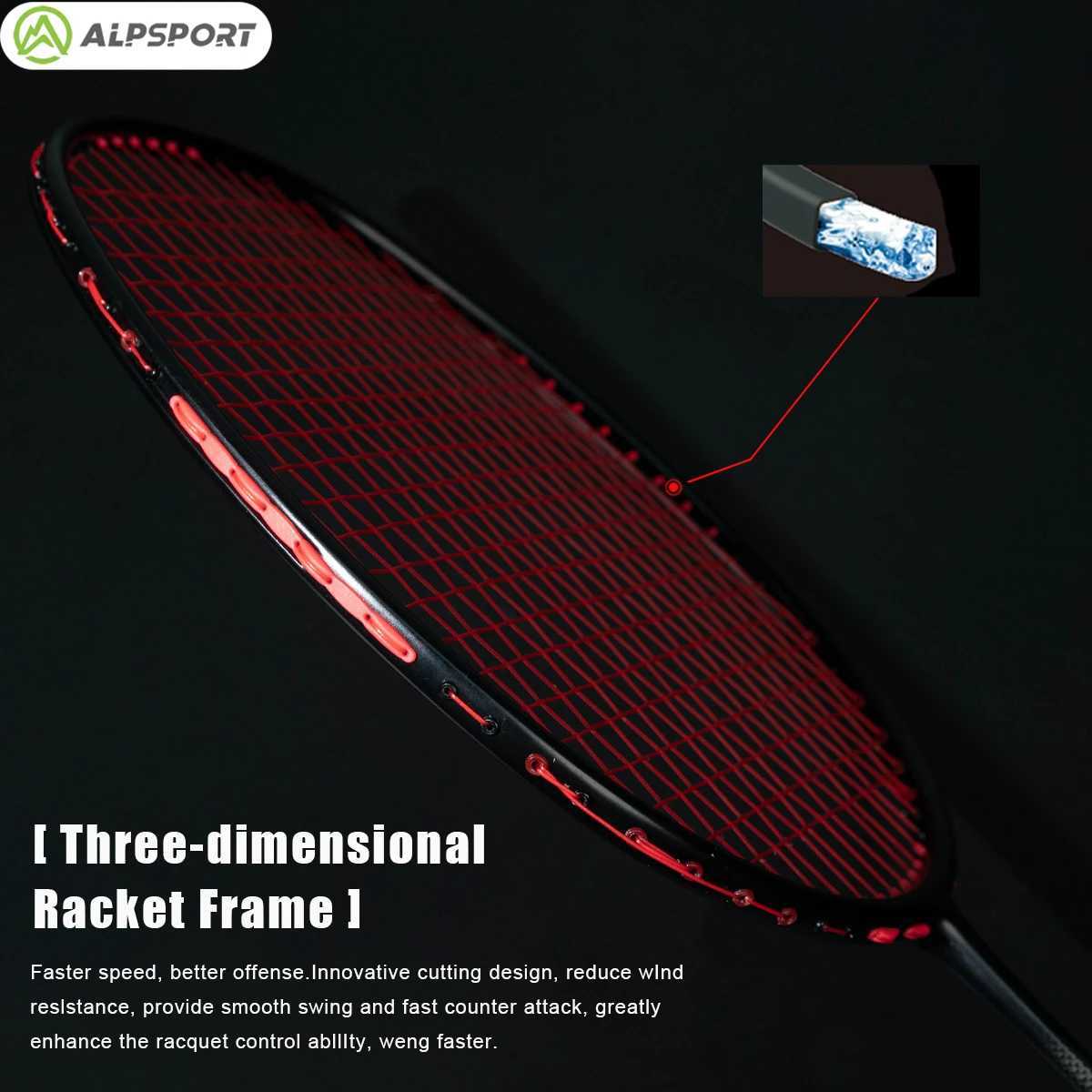 Alpsport XHP2.0 6U All Carbon Badminton Paddle MAX 30LBS Super Offensive Amateur Intermediate and AdvancedW241221