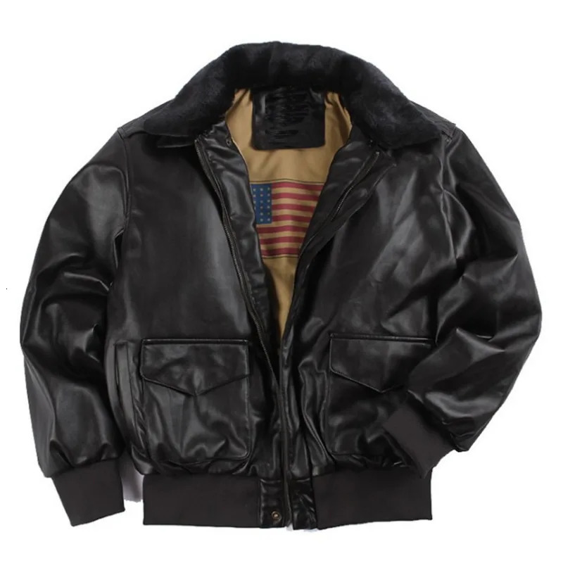 Mens Winter Oversize Air Force Leather Jackets Men Retro Casual Pilot PU Leather Coats Outdoor Military Windproof Bomber Outwear 241216