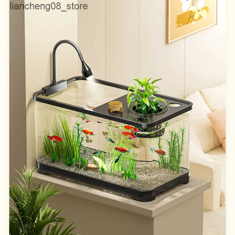 Other Pet Supplies Large transparent turtle tank with basket platform high-definition PET+ABS plastic drip proof aquarium fish tank reptile box L24091