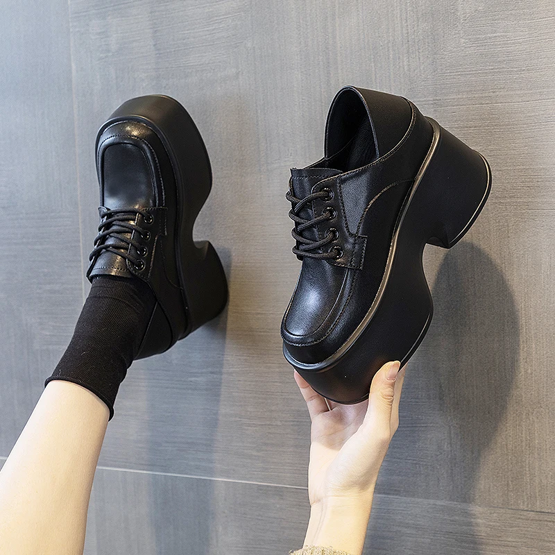 AIYUQI Women's Shoes Platform Spring England Style Women's Loafers Retro Lace Up Small Size Fashion Girls Shoes
