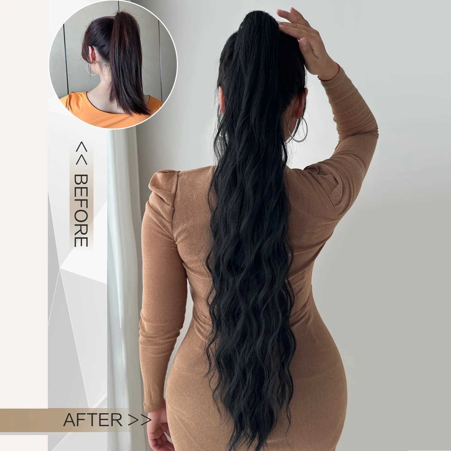 32 Claw Ponytail Extension Straight Hair Water Wave Clip In Hair Extensions Soft Natural Multi-Color Optio -Gift PreferenceXJ241221