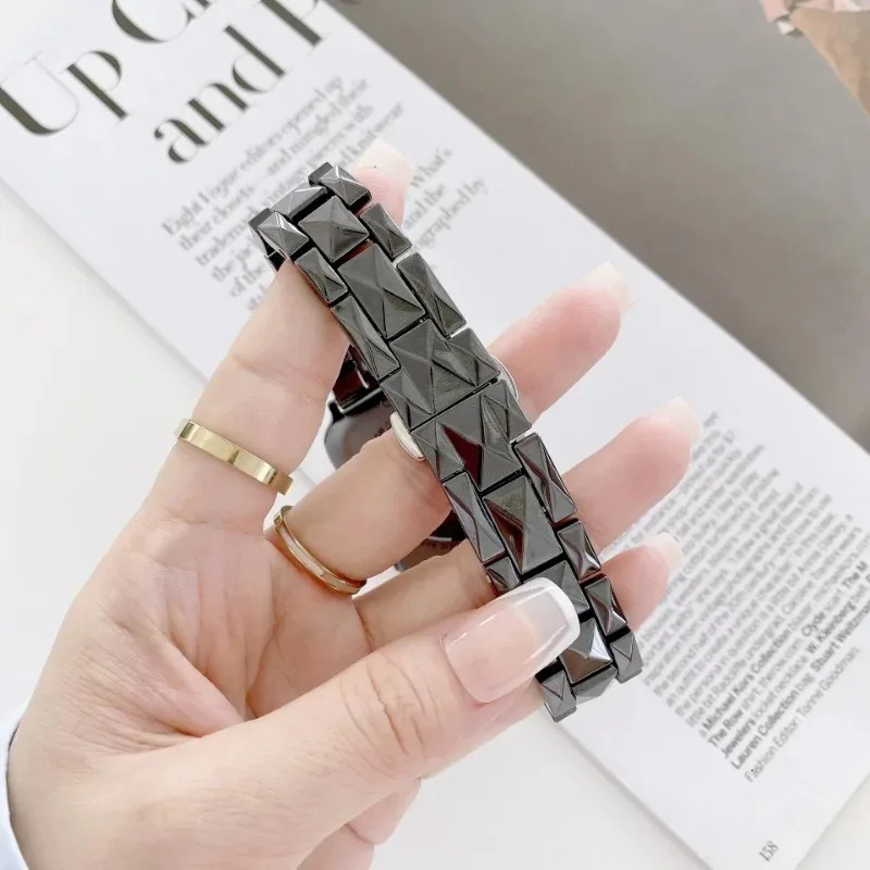 Ceramic Strap for Watch band bracelet chain Iwatch87654321SE ULtra 38 40 41 44 45 42mm men and women beads wrist belt 241220