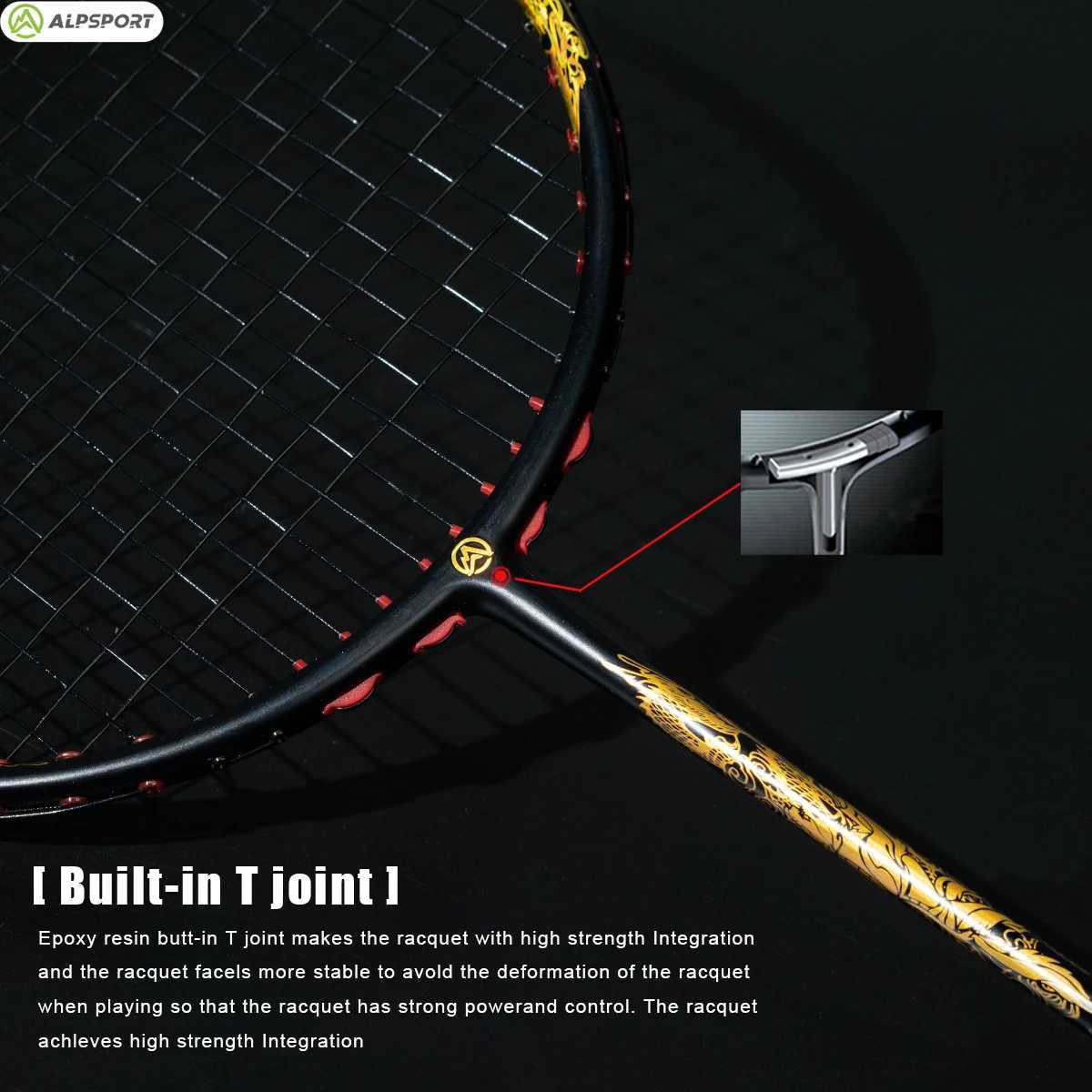 ALP GD 0U Badminton Racket 52g T800 Ultralight MAX 32lbs T800 Carbon Fiber including Badminton String and Badminton BagW241221