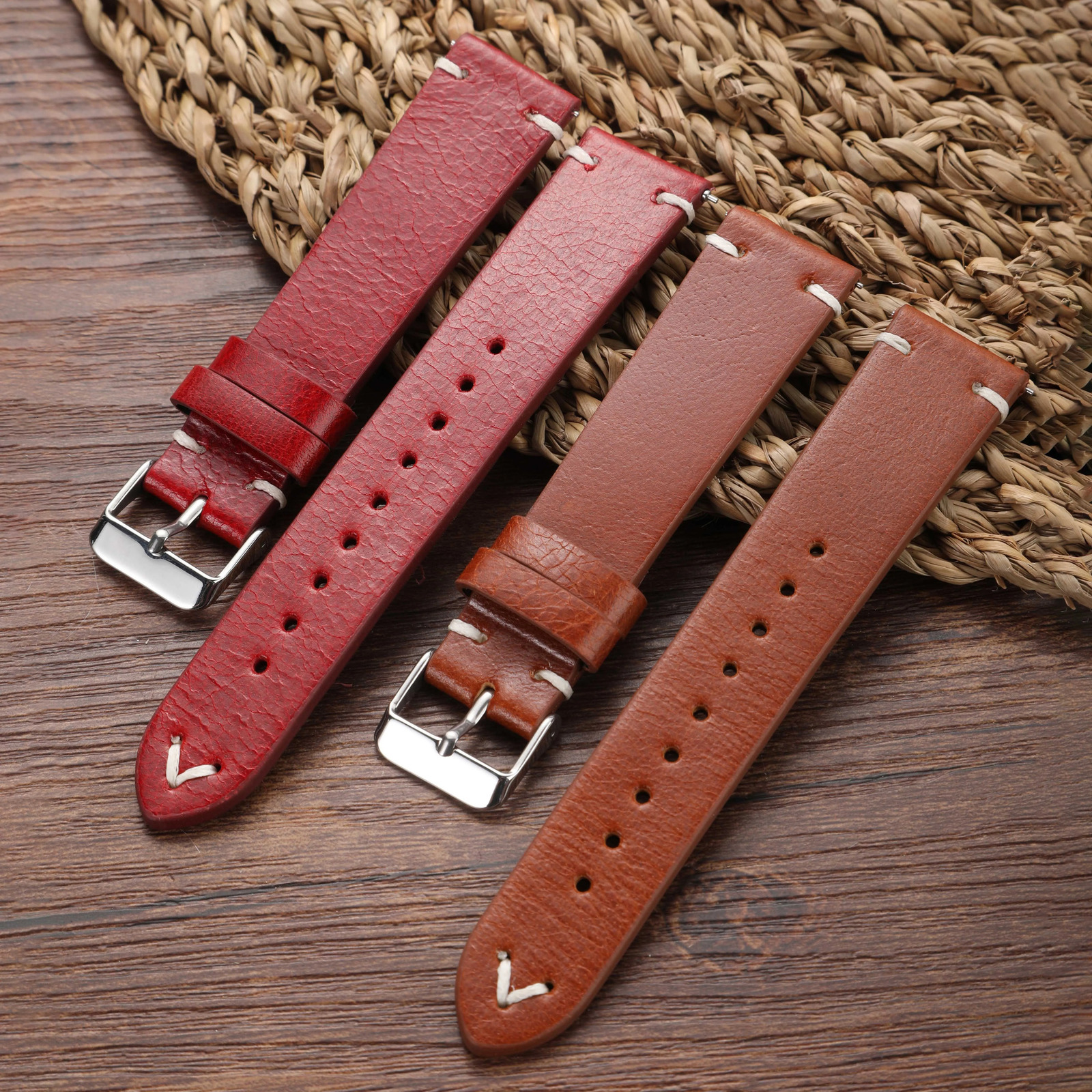 Oil Wax Leather Watch Strap 18mm 19mm 20mm 22mm Vintage Watch Band Black Blue Brown Available Handmade Watchband Accessories 241220