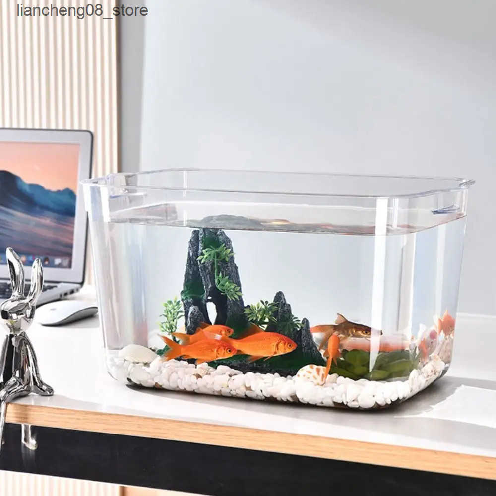 Other Pet Supplies Explosion proof plastic fish tank PET transparent desktop fish tank small ecological water tank L240910