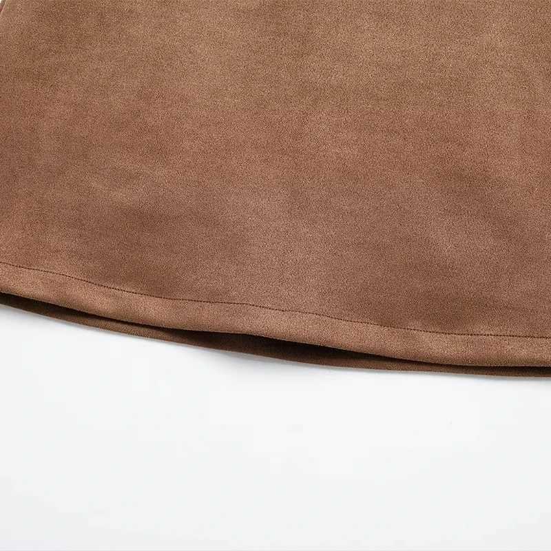 Willshela Women Fashion Brown Side Zipper A-Line Mini Skirt Vintage High Waist Fe Chic Lady SkirtsXJ241221
