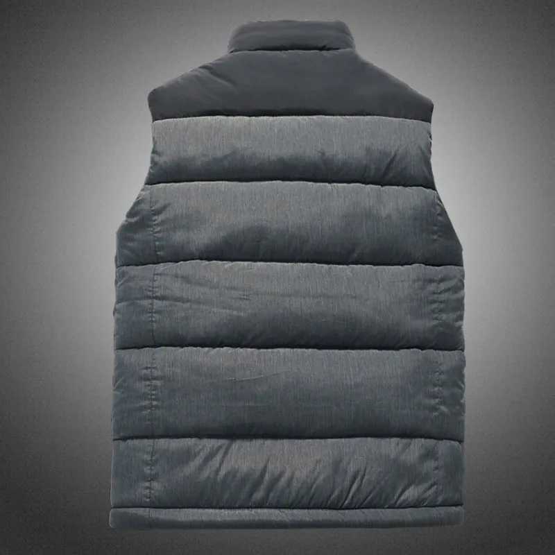 2023 Autumn and Winter Mens Solid Color Zipper Spliced Cardigan Pocket Cotton Tank Top Standing Collar Vest Jacket Fashion TopsXJ241221
