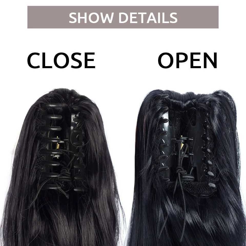 Long Curly Ponytail Claw Clip-In Pony Tail False Hair Synthetic Ponytail Hair Extension Black Blonde Heat Resistant FiberXJ241221