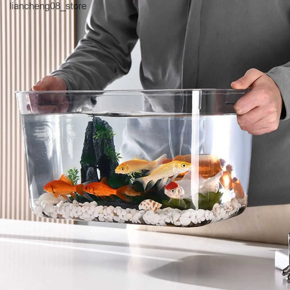 Other Pet Supplies Explosion proof plastic fish tank PET transparent desktop fish tank small ecological water tank L240910