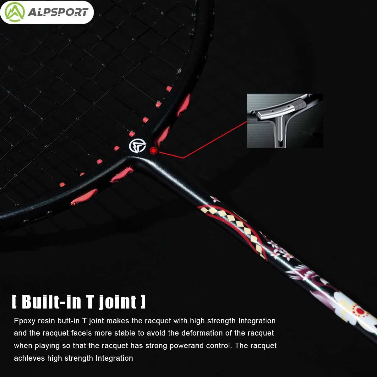 Alpsport HQ 6U all carbon fiber badminton rack maximum weight 35 pounds Japanese ukiyo-e black Raket 00% original designW241221