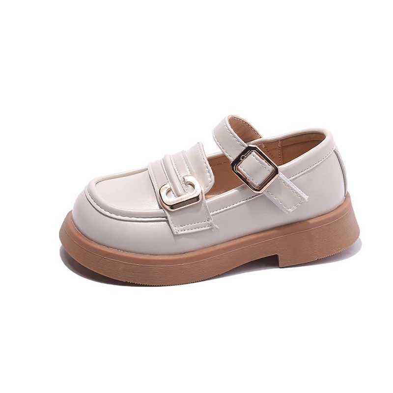 Sneakers Autumn Shoes Girls Soft Pu Leather Black Biege Concise Style Kids Flat Shoe Hook-loop 23-36 Trendy Flexiable Children Mary Janes H241221