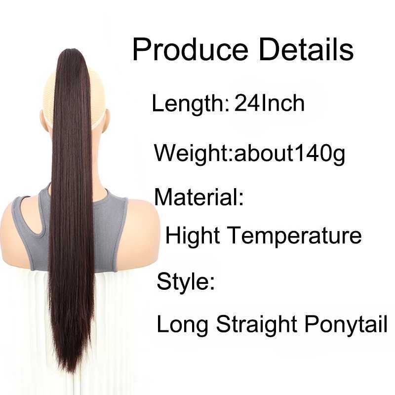 WIGSIN 24Inch Syntheitc Claw Clip On Long Straight Ponytail Hair Extension Black Brown Blonde for WomenXJ241221
