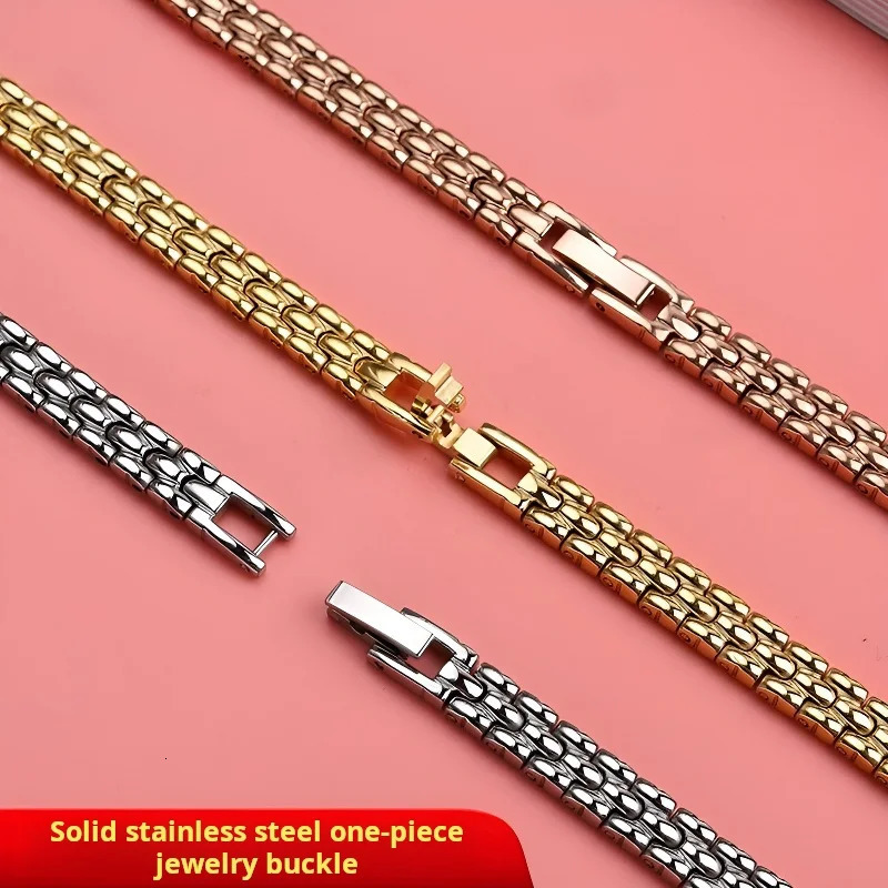 6mm 8mm 10mm 12mm 14mm 16mm Bright Women Small Size strap Universal Stainless Steel fashion Ladies watchband rose gold Bracelet 241220
