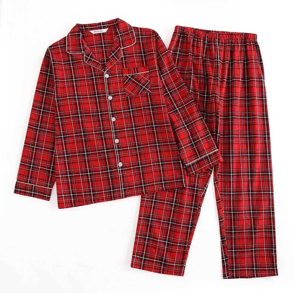 Plaid Design Multi Color Warm Cotton Flannel Long Sleeve Mens Pajamas Autumn/Winter Pajama Set W241221