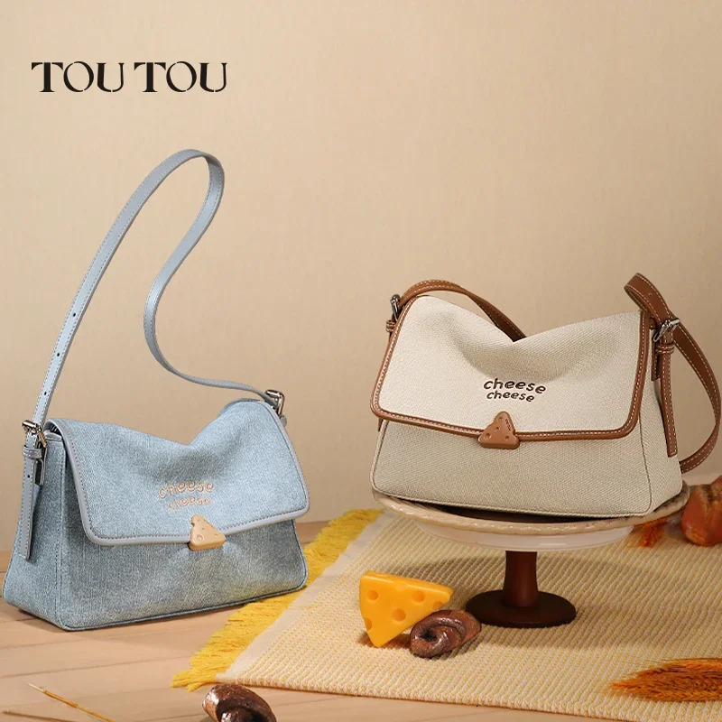 TOUTOU Cheese School Sweet Girl Original Designer Brand Underarm One Shoulder Crossbody Bag Female Handbag Christmas Gift