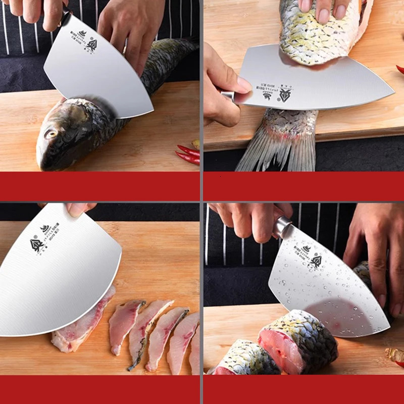 Stainless steel slicing knife commercial fish scale knife for Tuna cutting professional butcher fish scale tool meat cutter 241220