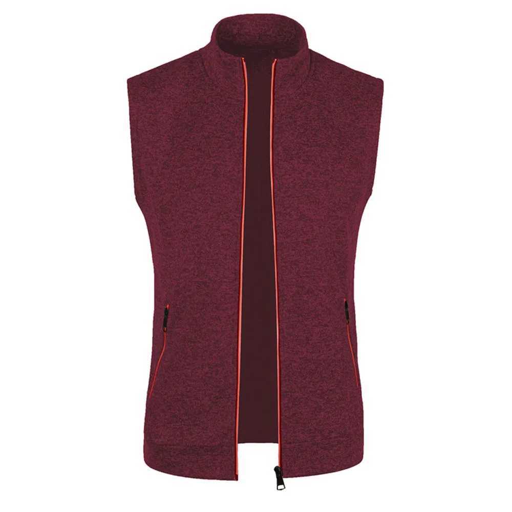 Autumn Winter Stand Collar Sleeveless Pocket Thin Knitted Slim Cardigan Waistcoats Men Vests BSD-ZW122XJ241221