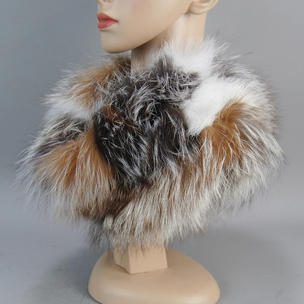 Style Women Winter Real Fur Scarves Warm Real Fox Fur Mufflers 100% Natural Fox Fur Collar Scarf Ring 241220