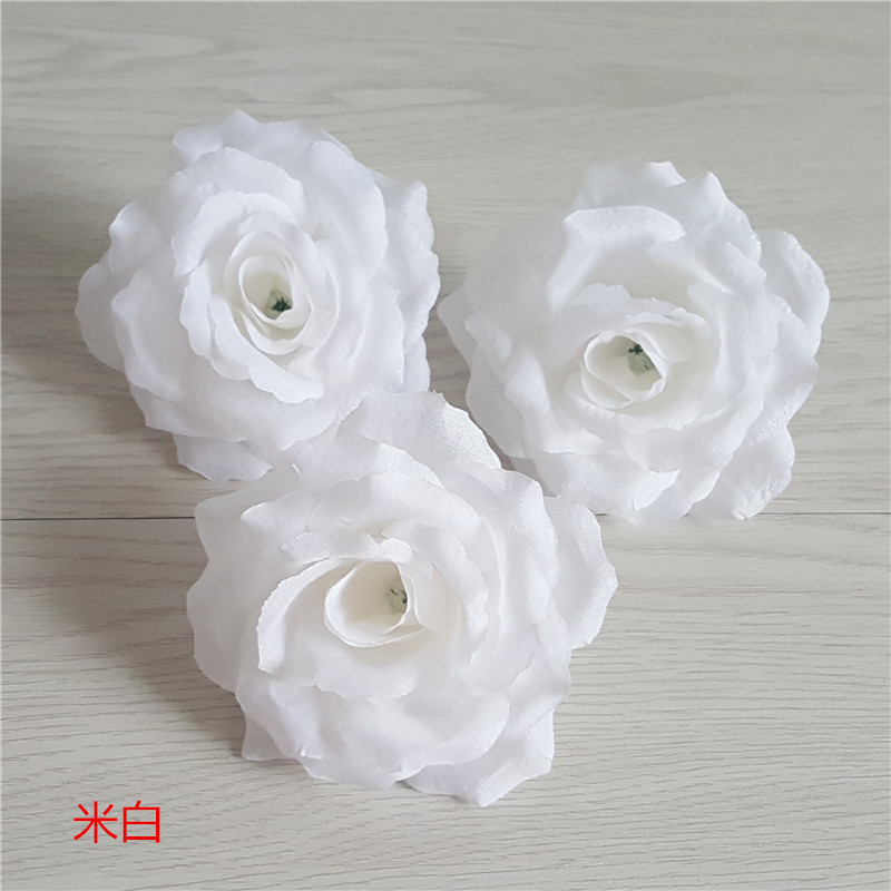 LOT 50PCS 4inch 10cm Roses Silk Flower Heads Wedding Decoration Ivory Cream Champagne Purple Pink Light Blue Royal White Flowers