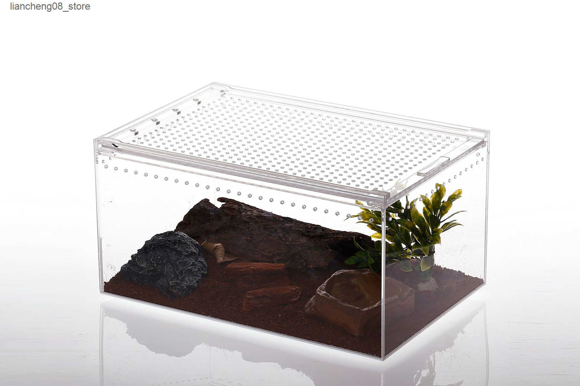 Other Pet Supplies Integrated waterproof crawling pet box acrylic snake guarding palace horned frog feeding box crawler feeding box L240910
