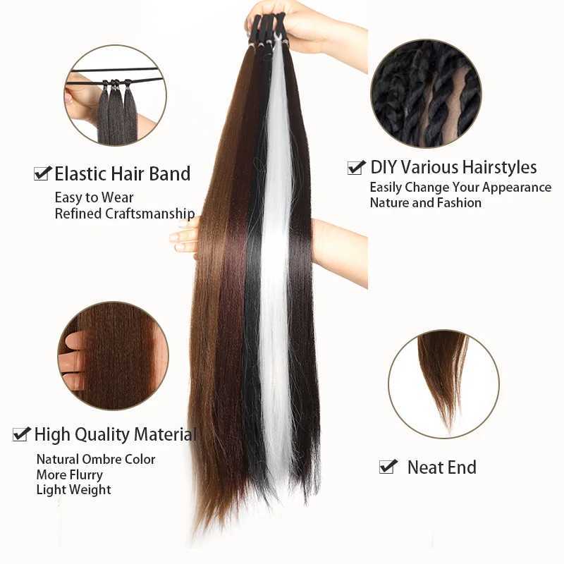 Ponytail Extensions Synthetic With Hair Tie Wrap Around Hair Braid Extensions Tail Rubber Band Hair Ring 28 Inch Ombre Braid DIYXJ241221