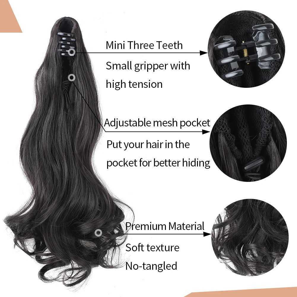 Claw Clip in Hair Extension Long Curly Wavy Ponytail Extension 18 Inch Natural Soft Mini Jaw Claw Synthetic Hairpiece for WomenXJ241221