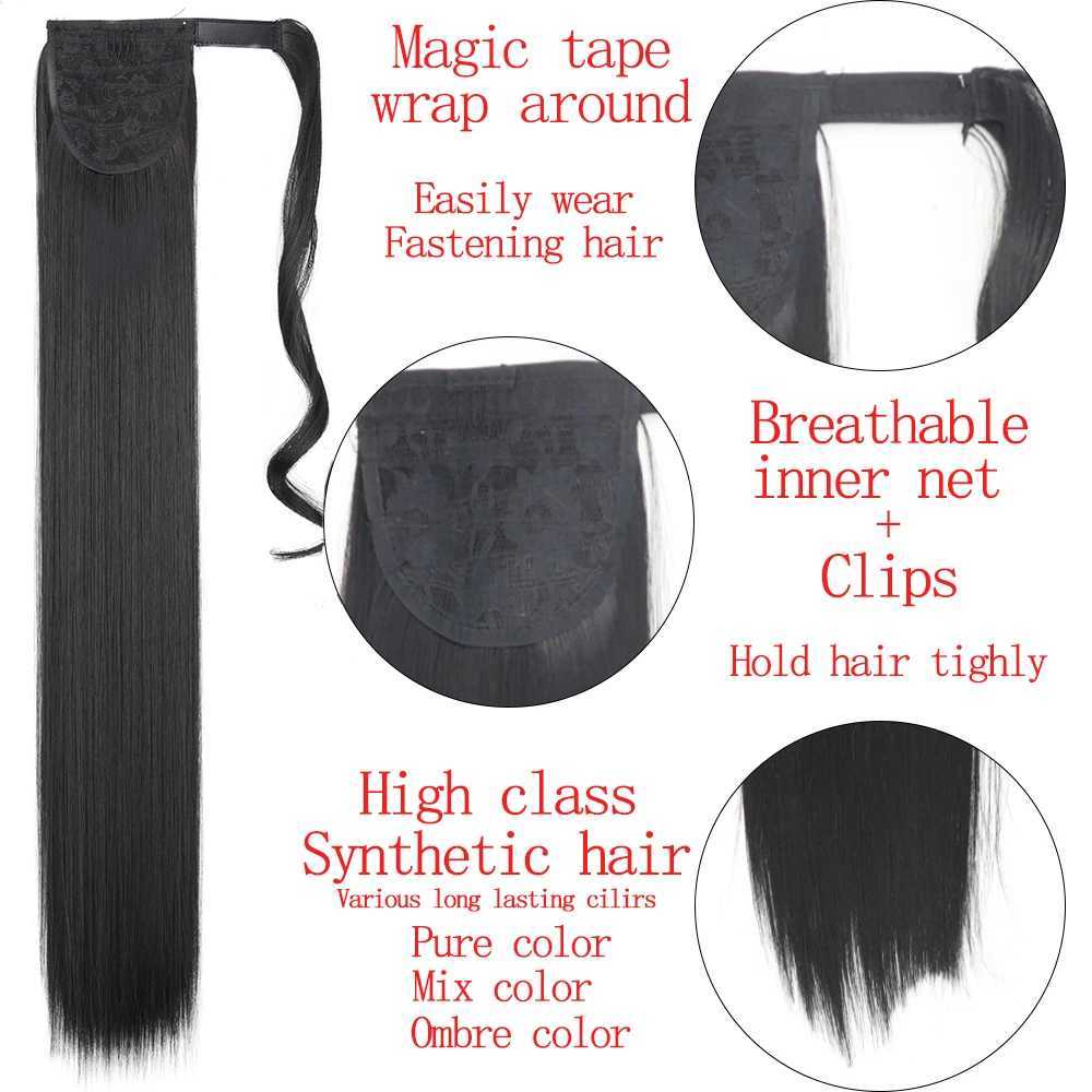 LISI GIRL Synthetic 2234 Long Straight Wrap Around Ponytail Clip in Hair Extensions Black Hairpiece HeadwearXJ241221