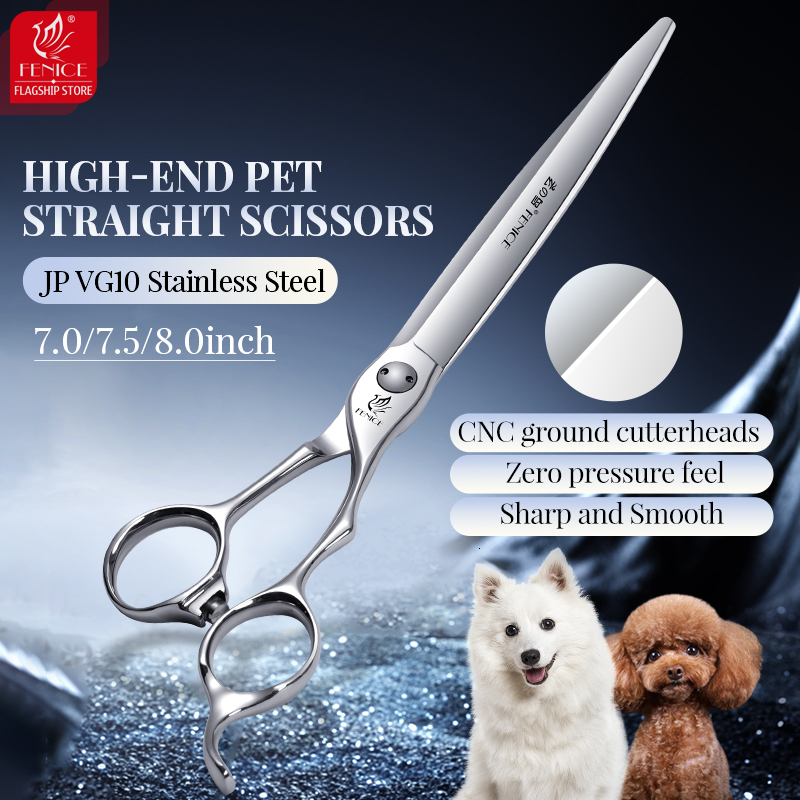 Fenice High End JP Vg10 Steel Professional 7/7.5/8 Inch Pet Straight Grooming Hair Trimmers Scissors Bearing Screw Dog Shear