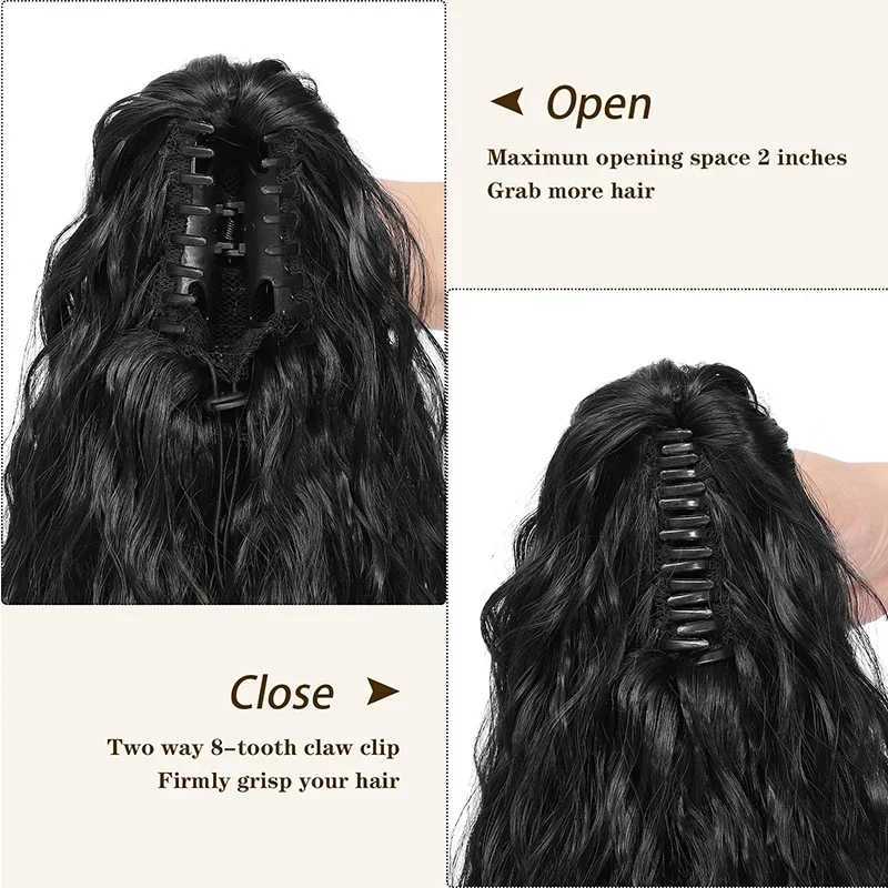 28 Inch Long Ponytail Extension Curly Wavy Claw Clip on Fake Pony Tail Hair Piece Natural Fluffy Synthetic Horse Tail for WomenXJ241221