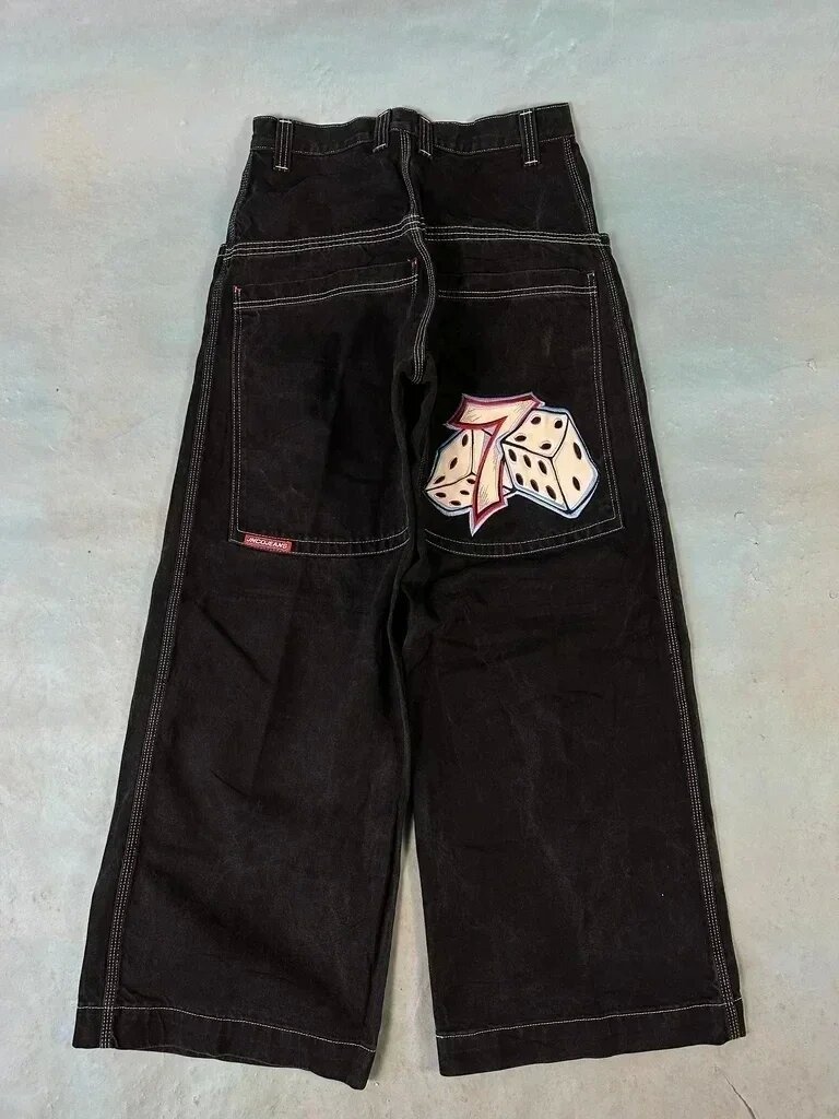JNCO Y2K loose jeans mens embroidered hip-hop street Harajuku mens wide leg pants 240619