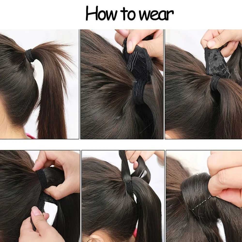22inch Corn Wave Ponytail Extension Clip in Long Wavy Curly Wrap Around Pony Tail Heat Resistant Synthetic Hairpiece for WomenXJ241221