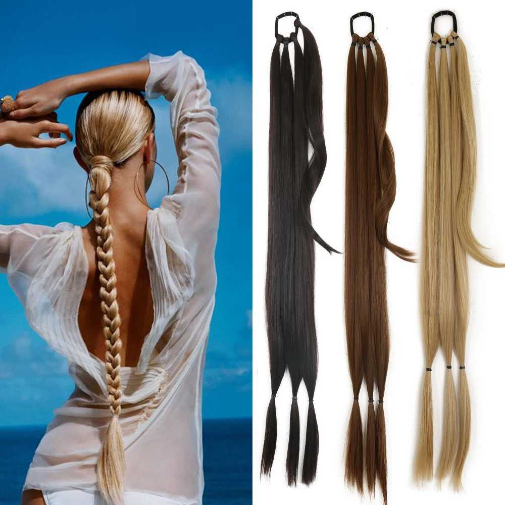 DIY Ponytail Extensions Synthetic Boxing Braids Ponytail Hair Rope For Women High Temperature Fiber Black Brown PonytailXJ241221