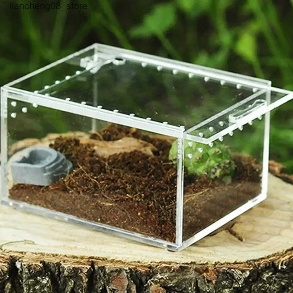 Other Pet Supplies Reptile breeding box acrylic transparent sliding cover reptile jar insect spider Tortoise lizard feeding box Terrarium L240910