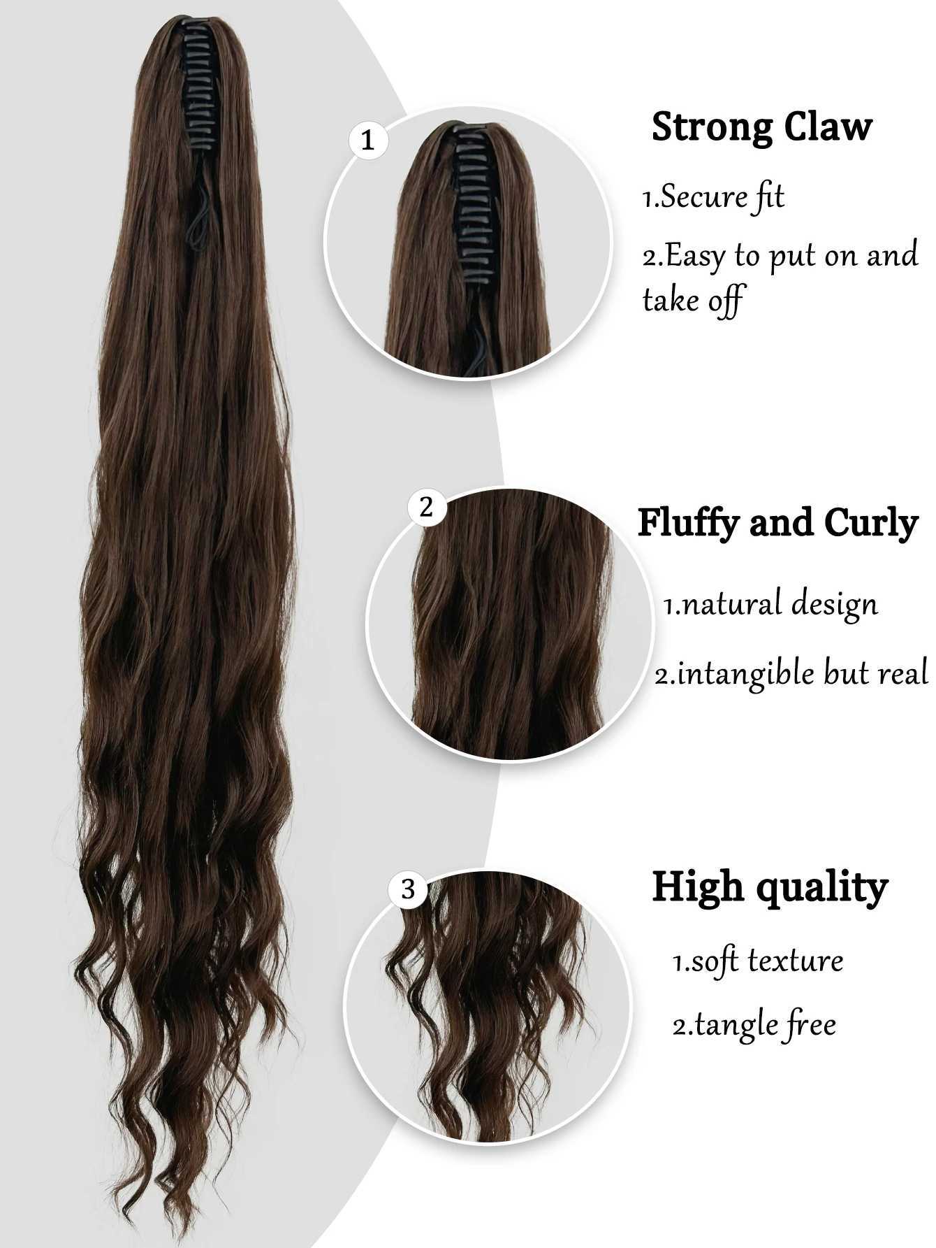 32Inch Synthetic Blonde Curly Wavy Ponytail Extension Hair Claw Clip in Long Straight Hair for White Women Daily Party UseXJ241221