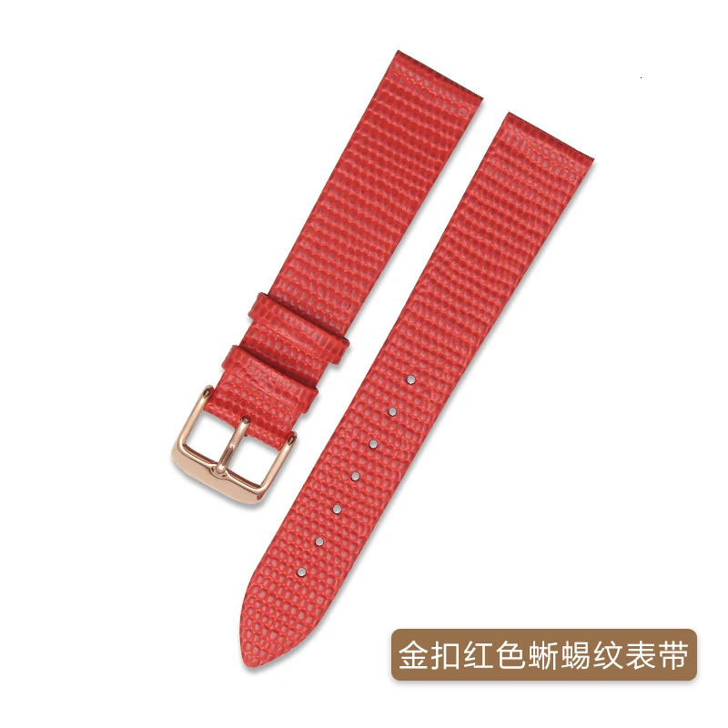 Ultra-thin 12mm 14mm 16mm 18mm 20mm High quality Women Black brown red Lizard texture Genuine Leather Watch Band Strap 241220