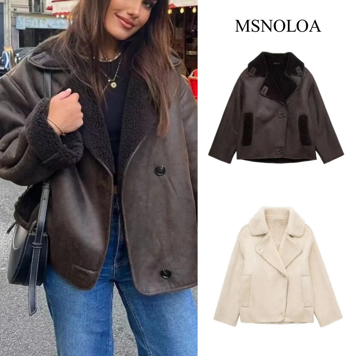 Woman Thick Faux Leather Jackets for Women Autumn Winter Warm Wool Blends Coats Demiseason Plush Jacket Outerwear 241216