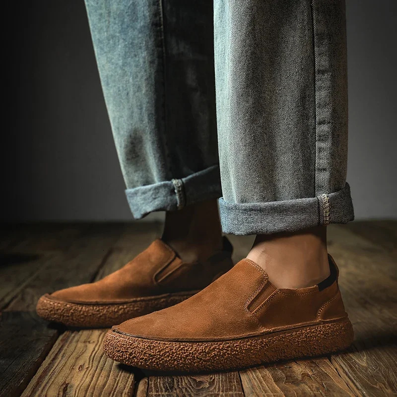Genuine Leather Men Casual Shoes Italian Men Suede Loafers Moccasins Slip On Mens Flats Breathable Male Driving Shoes 241213