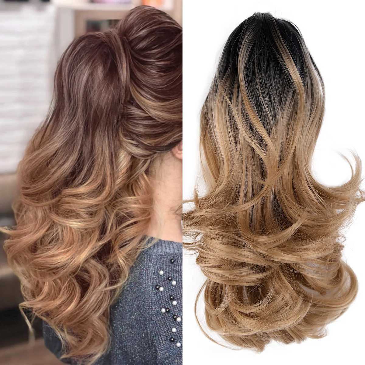 12 inch curled edge detachable claw clip ponytail extension synthetic wave fluffy drawstring claw clip style ponytailXJ241221