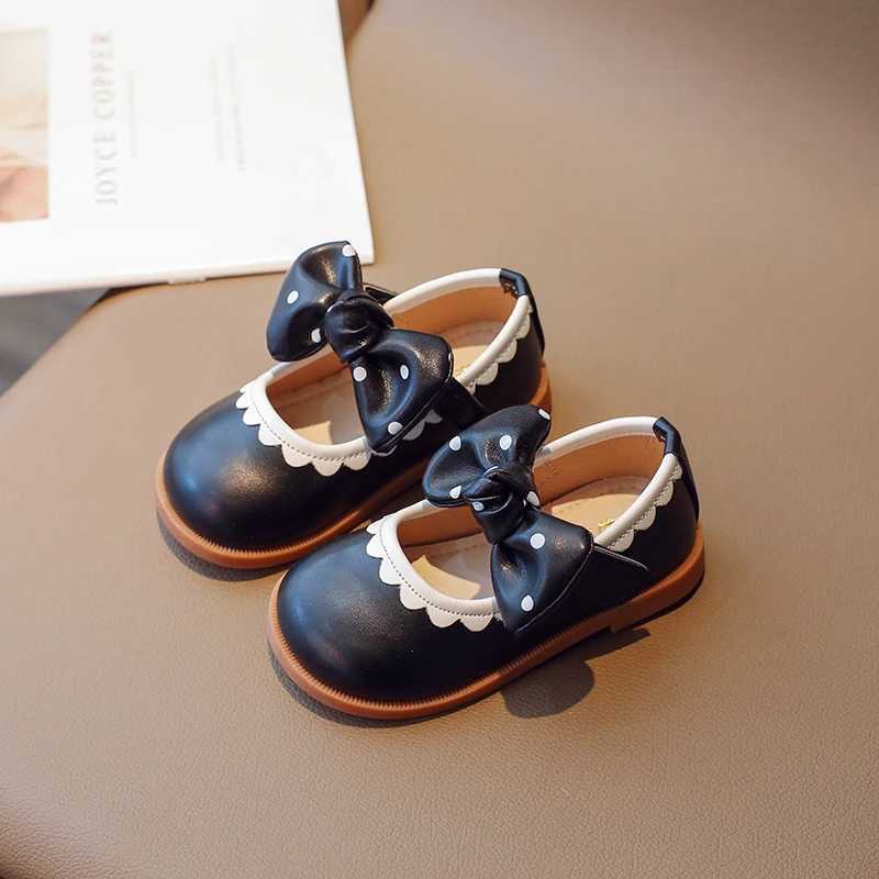 Sneakers Girls Baby Fashion Sandals White Bowknot Round Head Flat Girls Mary Jane Shoes Black Fashion Soft Non-slip Kid Baby Single Shoes H241221