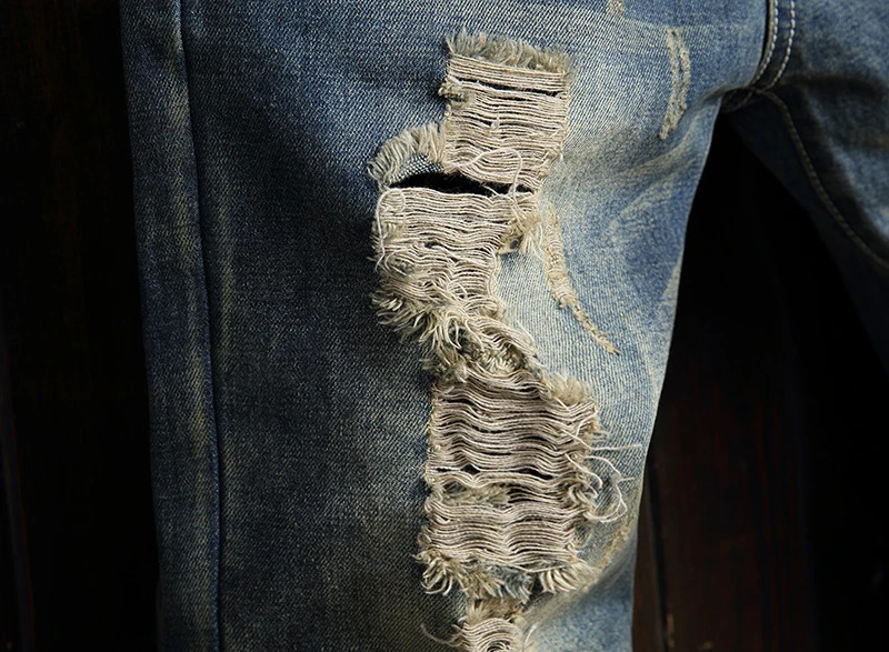 Ripped Jeans for Men Straight Loose Fit 2025 Spring and Summer Hollow Out Street Wear Hip Hop Pants Mens Biker Distressed 241218