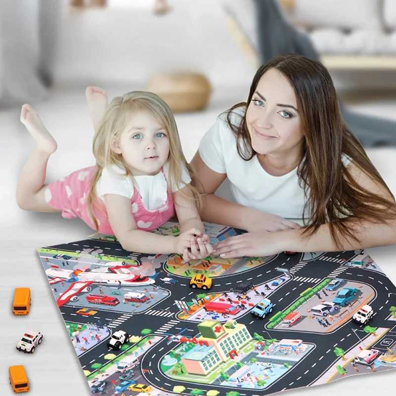 Road mats childrens traffic maps educational toys for boys and girls road carpets childrens game mats cartoon city carpets childrens toy games W241221