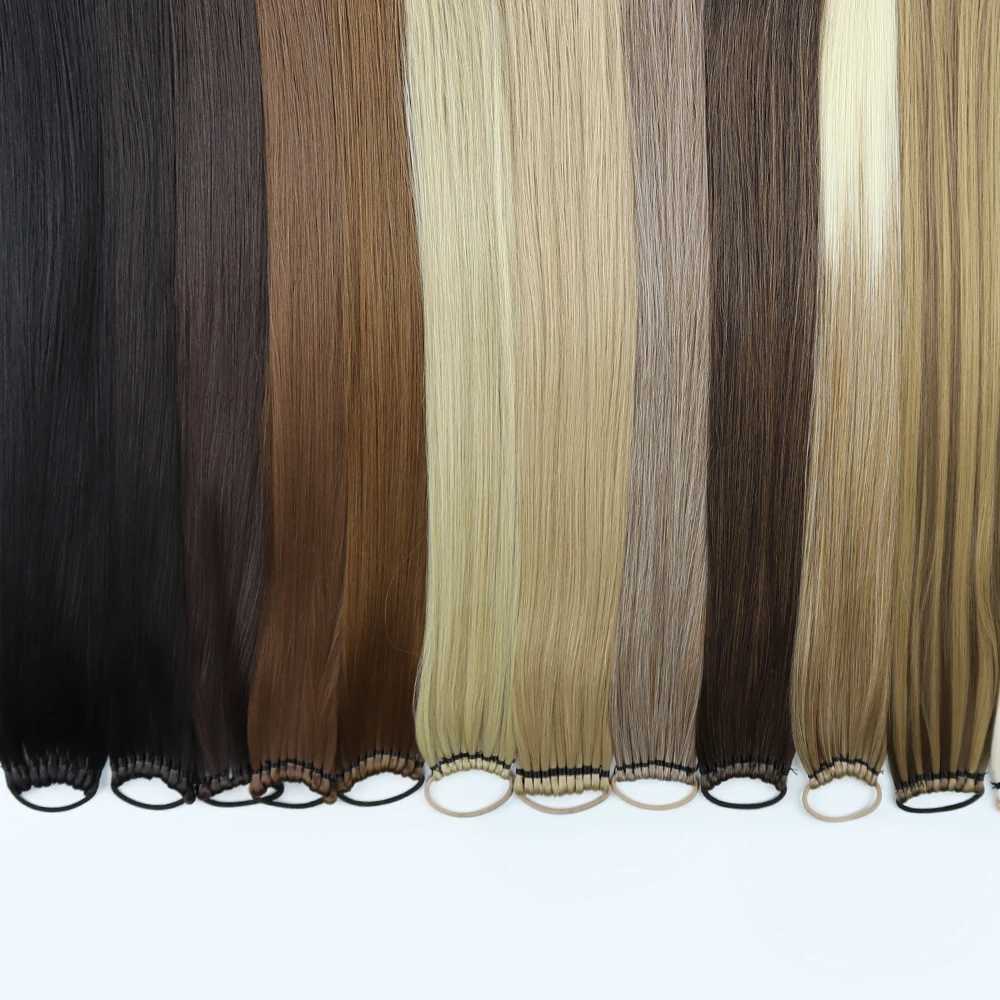 24 Inch Synthetic Ponytail Extensions Black Natural Braided Pony Tail Hairpiece Long Straight Rubber Band Hair For WomenXJ241221